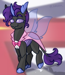 Size: 1015x1170 | Tagged: safe, artist:_rarerayy_, imported from derpibooru, oc, oc only, changeling, changeling oc, clothes, digital art, grand galloping gala, ponysona, solo, suit
