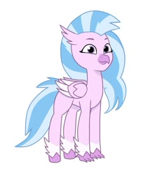 Size: 640x725 | Tagged: safe, artist:jazzhooves, imported from derpibooru, silverstream, classical hippogriff, hippogriff, coat markings, colored wings, female, g4 to g5, g5, generation leap, missing accessory, simple background, socks (coat markings), solo, white background, wings