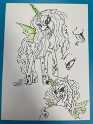 Size: 3024x4032 | Tagged: safe, artist:londynlittleartist, imported from derpibooru, queen chrysalis, changeling, solo, traditional art