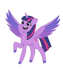 Size: 640x725 | Tagged: safe, artist:jazzhooves, imported from derpibooru, twilight sparkle, alicorn, pony, female, g4 to g5, g5, generation leap, open mouth, simple background, solo, spread wings, twilight sparkle (alicorn), white background, wings