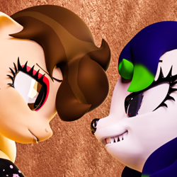 Size: 614x614 | Tagged: safe, artist:knottybuppy, imported from ponybooru, oc, oc only, anthro, 3d, looking at each other