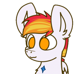 Size: 1920x1920 | Tagged: safe, artist:nhale, imported from derpibooru, oc, oc only, oc:shining sky, pegasus, animated, animated booop, boop, cartoon, commission, cute, orange eyes, orange hair, paws, simple background, smiling, solo, transparent background, white body, wings, ych result