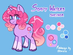 Size: 2000x1500 | Tagged: safe, artist:cuiicie, imported from derpibooru, oc, oc only, oc:soapy waters, pony, unicorn, horn, reference sheet, unshorn fetlocks
