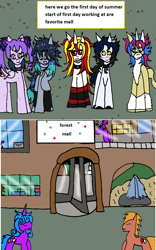 Size: 1152x1845 | Tagged: safe, artist:ask-luciavampire, imported from derpibooru, oc, bat pony, earth pony, pegasus, pony, undead, unicorn, vampire, vampony, ask, horn, mall, tumblr