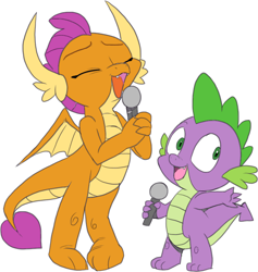 Size: 862x910 | Tagged: safe, artist:nauyaco, color edit, edit, imported from derpibooru, smolder, spike, dragon, colored, simple background, white background