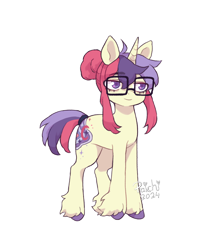 Size: 1404x1592 | Tagged: safe, alternate version, artist:paichitaron, imported from derpibooru, moondancer, pony, unicorn, female, glasses, hair bun, high res, horn, mare, signature, simple background, smiling, solo, transparent background, unshorn fetlocks