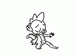 Size: 1600x1200 | Tagged: safe, artist:purblehoers, imported from derpibooru, spike, dragon, animated, black and white, dancing, gif, grayscale, minimalist, modern art, monochrome, simple background, solo, white background