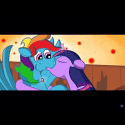 Size: 720x720 | Tagged: safe, artist:plum, artist:seventozen, imported from twibooru, rainbow dash, twilight sparkle, fanfic:rocket to insanity, animated, censor bar, censored, comic, computer, computer mouse, fanfic, fanfic art, female, image, keyboard, kissing, lesbian, mp4, open mouth, shipping, shocked, sitting, twidash, vulgar, youtube