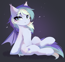 Size: 3821x3614 | Tagged: safe, artist:empress-twilight, imported from derpibooru, oc, oc only, oc:wisty starshine, bat pony, pony, belly button, chest fluff, cute, female, fluffy, gradient background, leaning back, mare, smiling