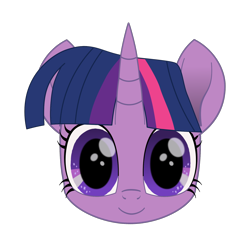 Size: 1600x1600 | Tagged: safe, artist:k. dale, imported from derpibooru, twilight sparkle, pony, unicorn, bust, female, front view, head only, horn, looking at you, movie accurate, simple background, solo, transparent background