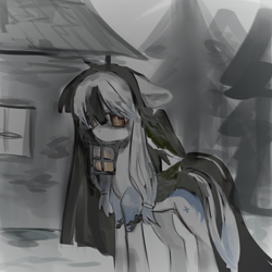 Size: 1500x1500 | Tagged: safe, artist:ran01q, imported from derpibooru, oc, oc only, pony, female, grayscale, mare, monochrome, solo