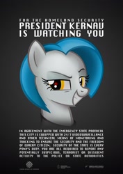 Size: 2480x3508 | Tagged: source needed, safe, anonymous artist, imported from derpibooru, oc, oc only, oc:lorelei kernav, earth pony, bust, eyebrows, portrait, propaganda poster, raised eyebrow, simple background, smiling, solo