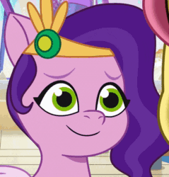 Size: 431x450 | Tagged: safe, imported from derpibooru, screencap, pipp petals, earth pony, pegasus, pony, spoiler:g5, spoiler:my little pony: tell your tale, spoiler:tyts02e13, adorapipp, animated, cheek squish, cropped, cute, eyes closed, female, g5, gif, mare, my little pony: tell your tale, p + p = bffs, posey bloom, smiling, solo focus, sparkly eyes, squishy cheeks, wingding eyes