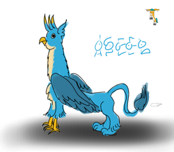 Size: 3200x2800 | Tagged: safe, artist:horsesplease, imported from derpibooru, gallus, hitch trailblazer, griffon, unown, aseel, aseel chicken, doodle, g5, gallus the rooster, insanity, long neck, pokémon, sad hitch, simple background, white background, wing ears, wings