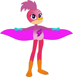 Size: 2241x2387 | Tagged: safe, artist:dupontsimon, imported from derpibooru, scootaloo, bird, human, hybrid, fanfic:choose your own magic ending, equestria girls, fanfic art, simple background, solo, superhero, transparent background, vector