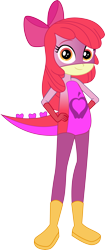 Size: 2372x5651 | Tagged: safe, artist:dupontsimon, imported from derpibooru, apple bloom, human, hybrid, lizard, fanfic:choose your own magic ending, equestria girls, fanfic art, simple background, solo, superhero, transparent background, vector