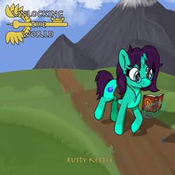 Size: 3200x3200 | Tagged: safe, artist:harmonicglow, imported from derpibooru, oc, oc only, oc:lexicon, unicorn, background, bag, book, female, glasses, horn, jewelry, magic, magic circle, mare, necklace, saddle bag, solo