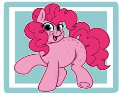 Size: 1348x1048 | Tagged: safe, artist:bluemoon, imported from derpibooru, pinkie pie, earth pony, pony, chubby, fat, female, happy, looking at you, mare, plus size, pudgy pie, smiling, solo