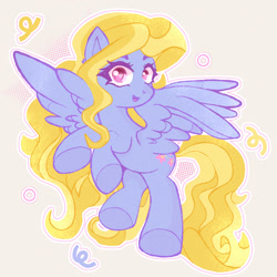Size: 1080x1080 | Tagged: safe, artist:sunskyart, imported from derpibooru, lily blossom, pegasus, pony, female, heart, heart eyes, looking at you, mare, open mouth, simple background, smiling, smiling at you, solo, wingding eyes