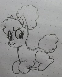 Size: 1650x2048 | Tagged: safe, artist:pony quarantine, imported from derpibooru, oc, oc only, earth pony, pony, doodle, female, grayscale, lying down, mare, monochrome, pen drawing, prone, solo, traditional art