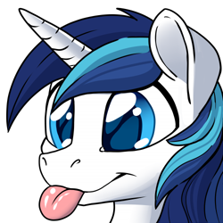 Size: 500x500 | Tagged: source needed, safe, artist:pusspuss, edit, imported from derpibooru, shining armor, pony, unicorn, :p, blue mane, cute, horn, male, shining adorable, simple background, solo, stallion, tongue out, white background, white fur