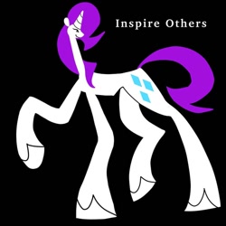 Size: 640x640 | Tagged: safe, artist:piccolocomprehensive, imported from derpibooru, rarity, pony, unicorn, black background, dot eyes, female, horn, long legs, raised hoof, simple background, small head, smiling, solo, stylistic suck, thick legs, ugly corporate art style