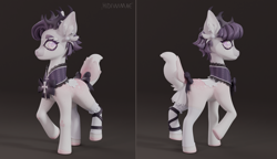 Size: 2060x1185 | Tagged: safe, artist:hidiwimae, imported from derpibooru, oc, oc only, deer, deer pony, hybrid, original species, pony, 3d, 3d model, accessory, commission, female, mare, purple mane, solo, white coat