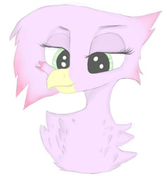Size: 393x415 | Tagged: safe, artist:wornpaladin, artist:worny, imported from derpibooru, oc, oc only, griffon, eyebrows, green eyes, griffon oc, pink skin, simple background, solo, white background