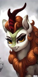 Size: 3840x7680 | Tagged: safe, imported from derpibooru, autumn blaze, kirin, absurd resolution, ai content, ai generated, generator:pony diffusion v6 xl, generator:stable diffusion, looking at you, prompter:derp621, smiling, smirk