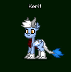 Size: 531x540 | Tagged: safe, imported from derpibooru, oc, oc only, oc:kerit, dragon, pony, pony town, digital art, folded wings, green background, male, pixel art, reincarnation, simple background, solo, wings