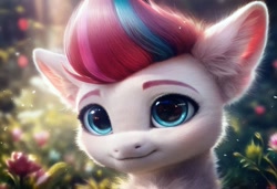 Size: 1216x832 | Tagged: safe, imported from derpibooru, zipp storm, pegasus, ai content, ai generated, detailed, ear fluff, flower, fluffy, g5, generator:pony diffusion v6 xl, generator:stable diffusion, prompter:kluknawa235, smiling