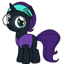 Size: 894x894 | Tagged: safe, artist:aibotnya, imported from derpibooru, oc, oc only, oc:nyx, alicorn, pony, fanfic:past sins, alicorn oc, blank flank, clothes, cute, disguise, fanfic art, female, filly, filly oc, foal, glasses, hairband, headband, horn, moon, nyxabetes, ocbetes, raised hoof, simple background, solo, transparent background, vector, vest, wings