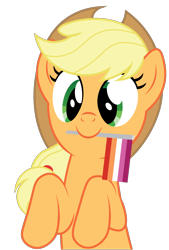 Size: 874x1294 | Tagged: safe, artist:prixy05, imported from derpibooru, applejack, earth pony, pony, applejack's hat, cowboy hat, female, flag, hat, lesbian pride flag, mare, pride, pride flag, pride month, simple background, solo, transparent background, vector