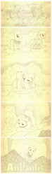 Size: 1084x3662 | Tagged: safe, artist:sherwoodwhisper, imported from derpibooru, oc, oc only, oc:eri, ant, earth pony, insect, pony, unicorn, comic:antlantis, anthill, blank flank, cape, clothes, colt, comic, female, filly, foal, horn, male, mare, monochrome, scout, younger