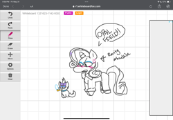 Size: 2360x1640 | Tagged: safe, artist:trixxiefloof, imported from derpibooru, opalescence, rarity, pony, unicorn, angry, crossover, dialogue, doodle, garfield, horn, pipe, whiteboard fox