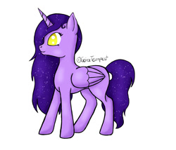 Size: 1023x874 | Tagged: safe, artist:seiratempest, imported from derpibooru, oc, oc only, oc:princess seira, alicorn, pony, alicorn oc, atg 2024, concave belly, digital art, drawing, horn, newbie artist training grounds, original character do not steal, ponysona, purple mane, wings, yellow eyes