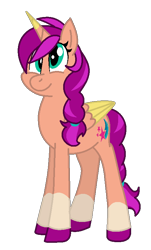 Size: 478x793 | Tagged: safe, artist:marshalia147, imported from derpibooru, sunny starscout, alicorn, female, g5, race swap, simple background, sunnycorn, transparent background