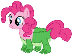 Size: 467x357 | Tagged: safe, artist:qjosh, imported from derpibooru, gummy, pinkie pie, alligator, pony, character to character, female, solo, transformation, transformation sequence