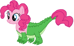 Size: 569x358 | Tagged: safe, artist:qjosh, imported from derpibooru, gummy, pinkie pie, alligator, pony, character to character, female, solo, transformation, transformation sequence