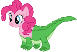 Size: 512x350 | Tagged: safe, artist:qjosh, imported from derpibooru, gummy, pinkie pie, alligator, character to character, female, solo, transformation, transformation sequence