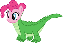 Size: 510x356 | Tagged: safe, artist:qjosh, imported from derpibooru, gummy, pinkie pie, alligator, pony, character to character, female, solo, transformation, transformation sequence