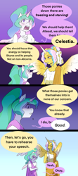 Size: 1153x2592 | Tagged: safe, artist:aztrial, imported from derpibooru, princess celestia, princess gold lily, alicorn, anthro, clothes, comic, dialogue, duo, duo female, female, speech bubble, toga, young celestia