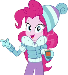 Size: 2274x2520 | Tagged: safe, edit, edited screencap, editor:homersimpson1983, imported from derpibooru, screencap, pinkie pie, human, equestria girls, background removed, clothes, female, not a vector, solo, winter outfit
