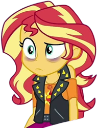 Size: 1911x2520 | Tagged: safe, edit, edited screencap, imported from derpibooru, screencap, sunset shimmer, human, equestria girls, background removed, bags under eyes, female, geode of empathy, groggy, magical geodes, not a vector, solo