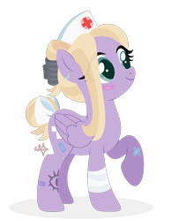 Size: 2060x2650 | Tagged: safe, artist:kabuvee, imported from derpibooru, oc, pegasus, pony, bow, female, hat, mare, nurse hat, simple background, solo, tail, tail bow, transparent background