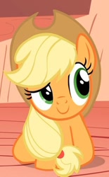 Size: 368x594 | Tagged: safe, imported from derpibooru, screencap, applejack, earth pony, pony, look before you sleep, season 1, applejack's hat, cowboy hat, cropped, female, hat, mare, solo