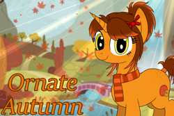 Size: 4500x3000 | Tagged: safe, artist:legendoflink, imported from derpibooru, oc, oc only, oc:ornate autumn, pony, unicorn, clothes, horn, ribbon, scarf, solo, unicorn oc