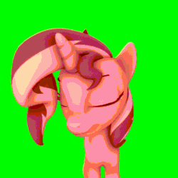 Size: 1080x1080 | Tagged: safe, artist:sketchmcreations, imported from derpibooru, sunset shimmer, pony, unicorn, 3d, animated, eyes closed, eyestrain warning, female, gif, green background, green screen, headbob, horn, mare, rainbow, simple background, smiling, solo, source filmmaker, vibing