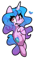 Size: 1047x1700 | Tagged: safe, artist:kindakismet, imported from derpibooru, izzy moonbow, pony, unicorn, bracelet, g5, heart, horn, jewelry, simple background, smiling, solo, white background