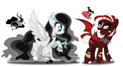 Size: 1280x686 | Tagged: safe, artist:dixieadopts, imported from derpibooru, oc, oc only, oc:ruby glider, oc:silver mist, bat pony, pegasus, pony, duo, female, mare, simple background, transparent background